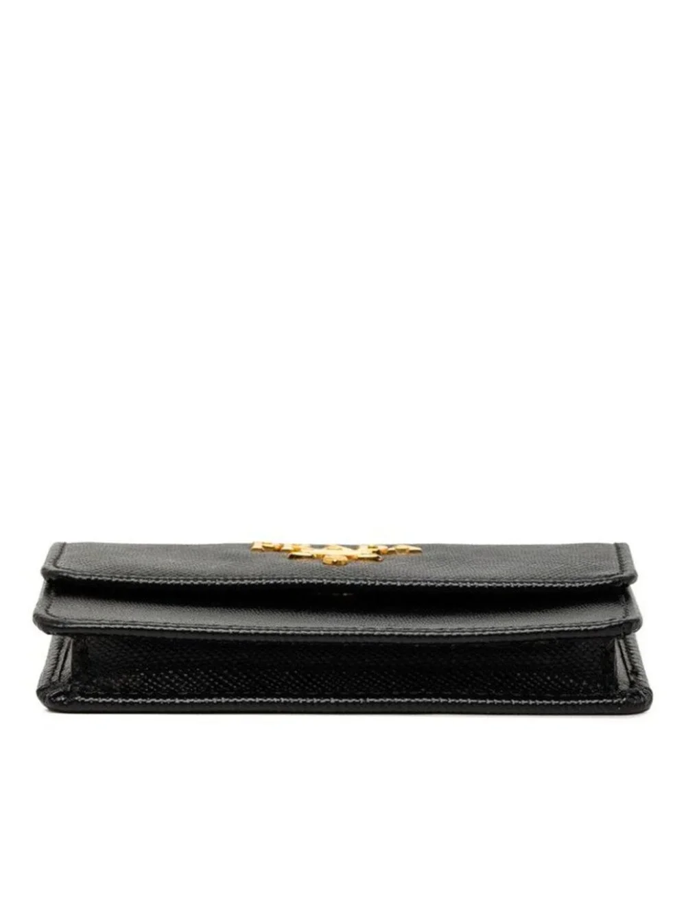 Prada Logo Card Case Business Holder Black Saffiano Leather